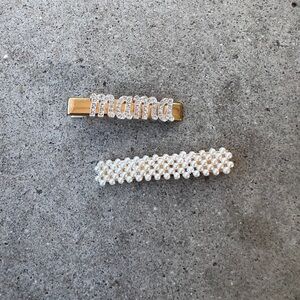 mama rhinestone-embellished word Faux Pearl hair clip barrette Women’s Y2K